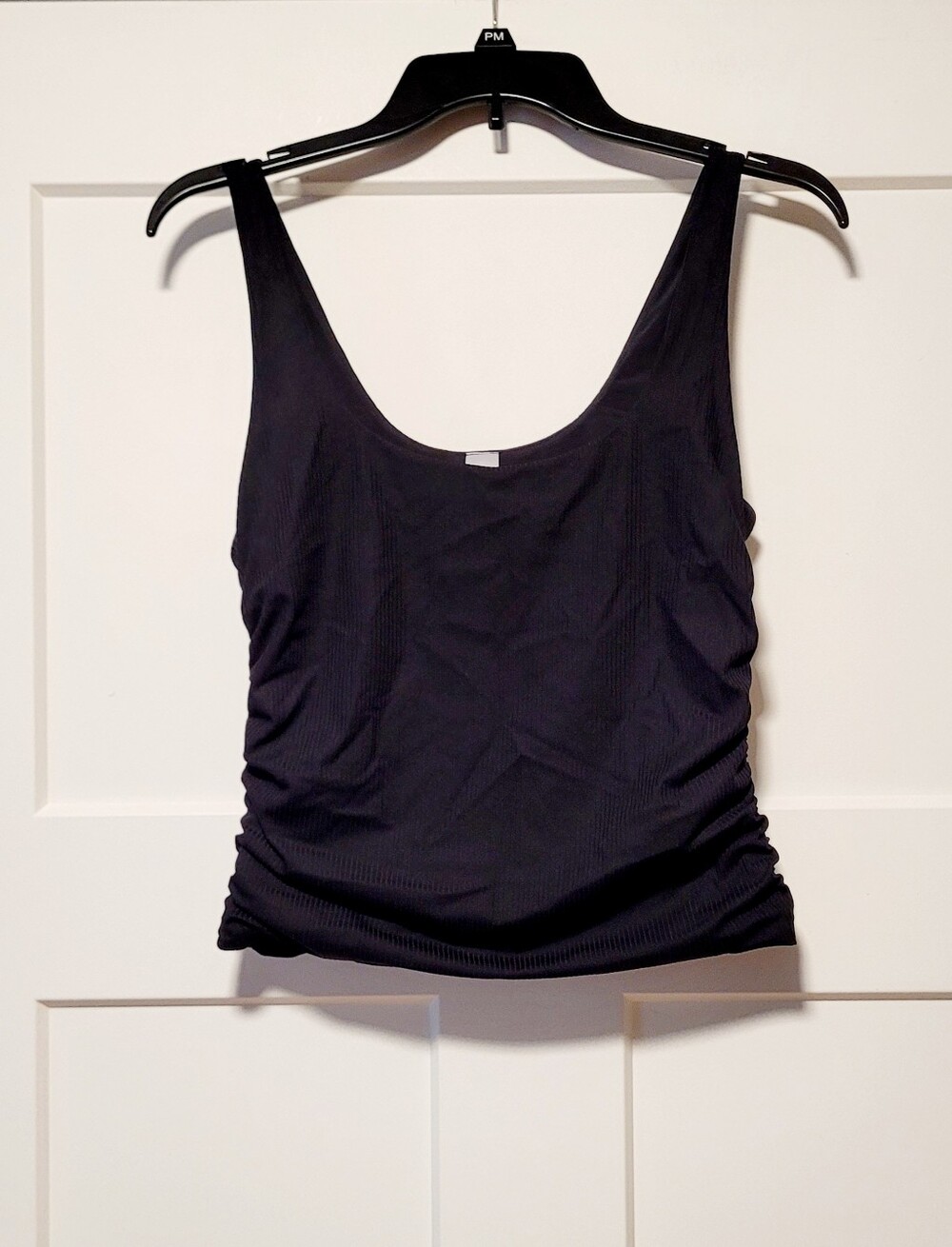 Victorias Secret VSX Elevate Rib Ruched Tank Top Sz M Black Athletic Athleisure